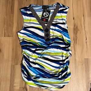 🌼 NWT Frank Lyman Multi-Coloured Top with Beaded Trim